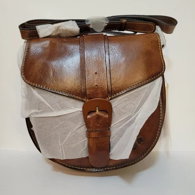 PATRICIA NASH * PADOVA* 仿旧干邑棕色马鞍斜挎包手提包 — 第 1/4 张图片