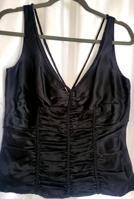Elie Tahari укороченный бак/топ средний без рукавов черный рюш готическая альтернатива - Изображение 1 из 4