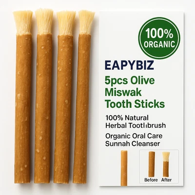 5pcs Olive Miswak Tooth Sticks–100% Natural Herbal Toothbrush Organic Oral Care - Image 1 of 4