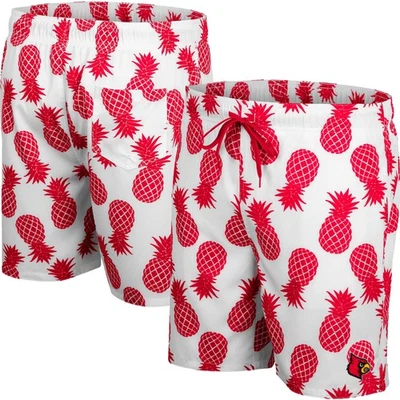 Men's Colosseum White Louisville Cardinals Pineapples Swim Shorts - Image 1 of 3