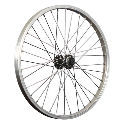 20 Zoll Vorderrad Aluminiumfelge Shimano HB-QC300 Disc CL Schnellspanner silber - Bild 1 von 4