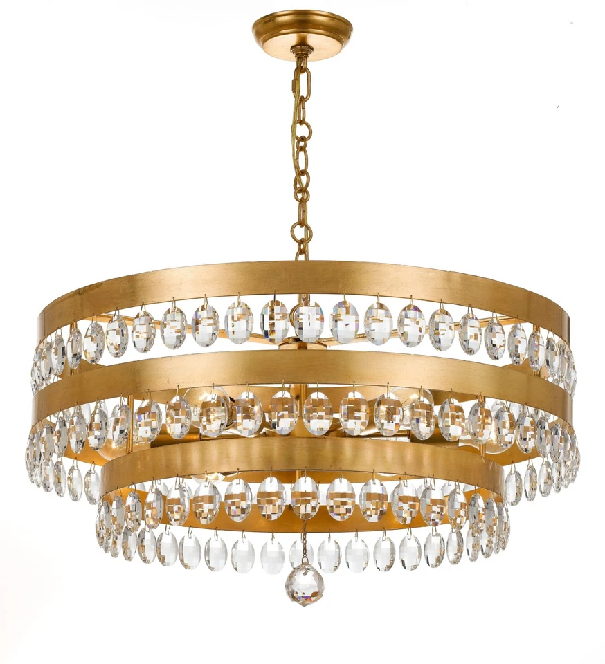Crystorama 6108-ga Perla 6 Light Chandelier Antique Gold
