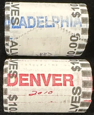 2010 P+D JFK Kennedy Half Dollar Rolls US Mint Uncirculated $10 BU 20 Coins Each - Image 1 of 4