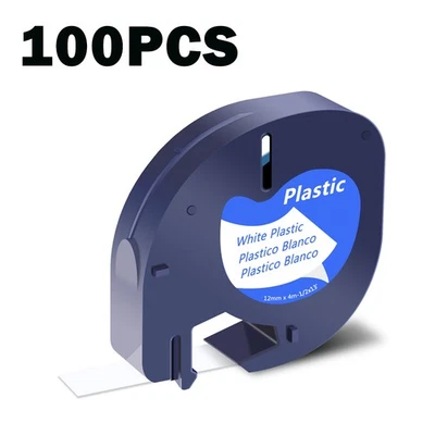 Cinta de etiquetas 100PK negra sobre blanca LT91331 para DYMO LetraTag LT 100H 110T QX50 12 mm Foto 1 de 4