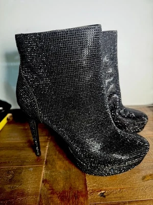 Thalia Sodi Women's Chiara Platform Ankle Boots Shoes Black Glitter Size 10 - Image 1 of 4