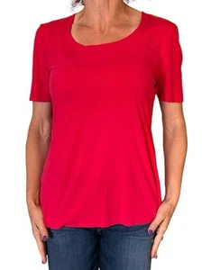 CAMISETA MUJER WOLFORD TOP MANGA CORTA MODAL ELÁSTICA ROJA CUELLO REDONDO GRANDE - Imagen 1 de 7