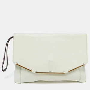 Lanvin White Leather Miss Sartorial Wristlet Clutch - Picture 1 of 10