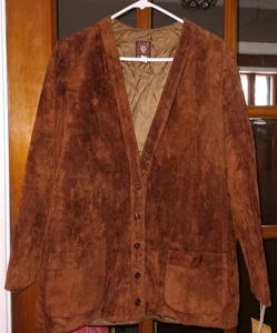 Anne Klein & Co. vintage nuevo con etiquetas Chaqueta retro de cuero gamuza naranja oscuro botón extra - Imagen 1 de 5