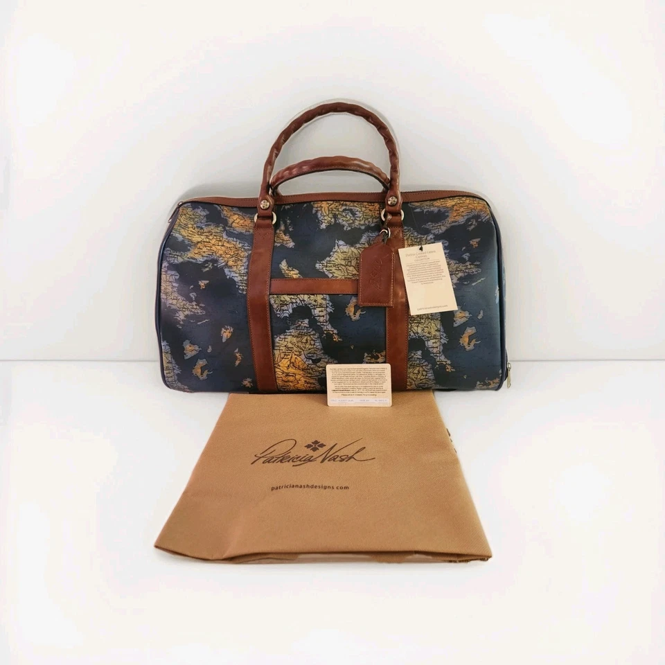 Patricia Nash AVOLA Trolley Weekender Wheeled Duffel Bag GREEK MAP NEW !!! - Image 1 of 4
