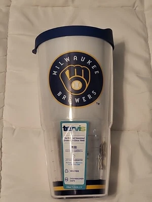 Copo Tervis Tumbler Milwaukee Brewers 24 Oz tampa azul - Imagem 1 de 4