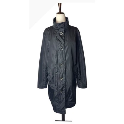 Burberry пальто женщин XL черный нейлон кнопка спереди Iconic Nova чек подкладка роскошь - Изображение 1 из 4