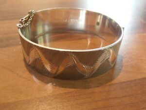 Hallmarked Heavy Silver Bangle with engraved decoration
