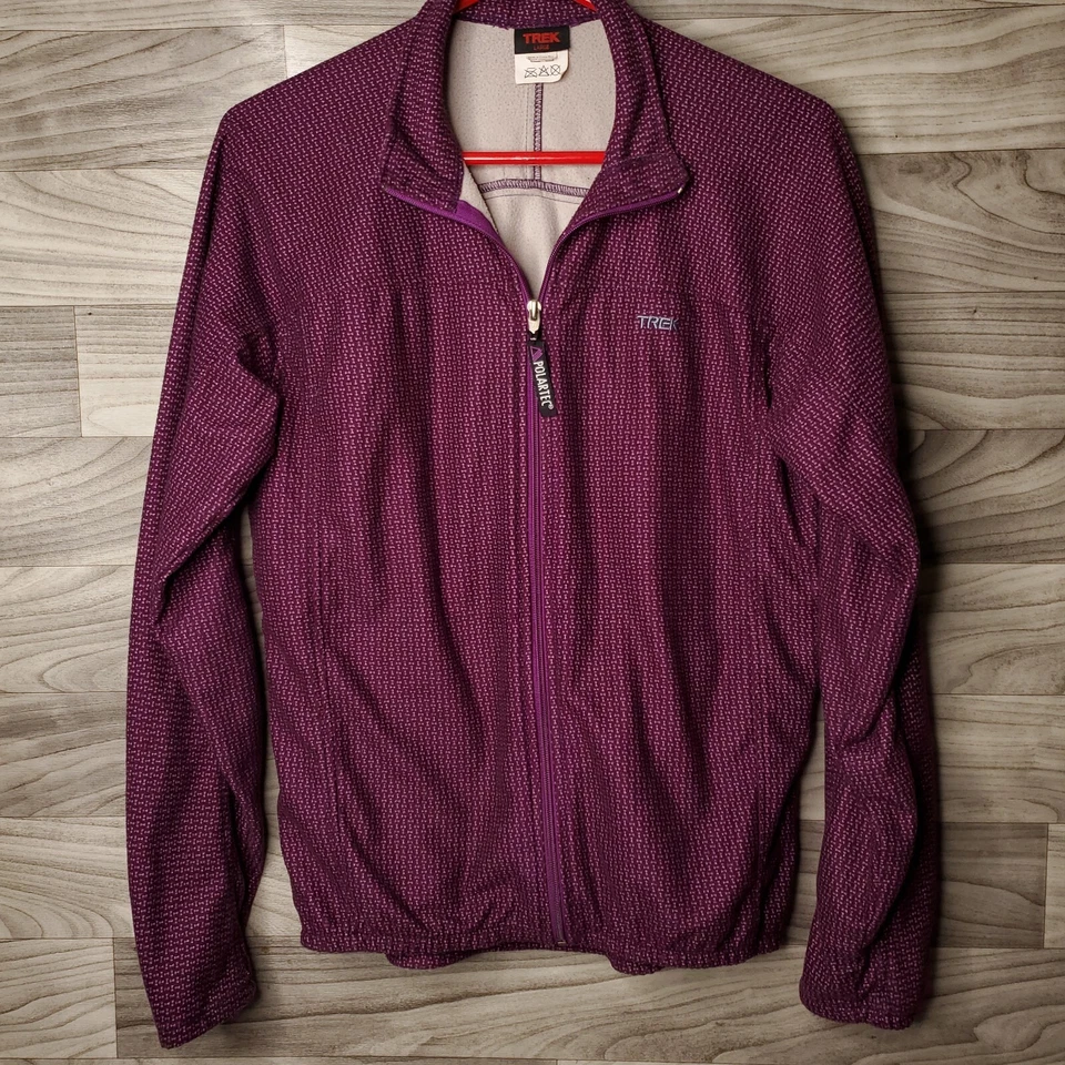 Chaqueta de ciclismo púrpura con cremallera talla grande vintage para mujer Trek Bicycles Foto 1 de 4