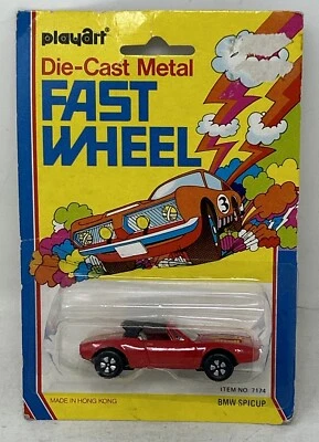 Juguete fundido a presión PLAYART rueda rápida rojo BMW SPICUP #7174 SHELL OIL amarillo #3 cardado Foto 1 de 4