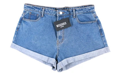 Pantalones Cortos de Denim MISSGUIDED Damas Cintura Alta Azul Reino Unido 14 UE 42 Nuevos Foto 1 de 4