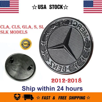 PARA SL R231 W231 C231 Clase Brillo Negro Capucha Emblema Insignia Original Original Foto 1 de 4