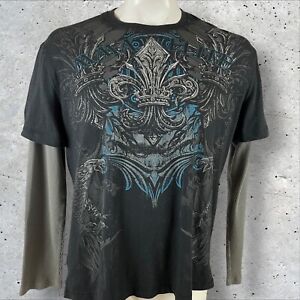 MMA Elite Shirt Men’s 2XL Grunge  Long Sleeve Thermal Tee Y2K F80