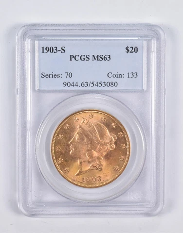 MS63 1903-S $20 Liberty Head Gold Double Eagle PCGS *2286 Cover