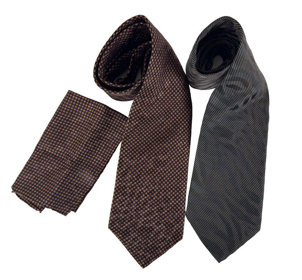 Bernini Beverly Hills 100% Seda Lote de 2 Corbatas Cuello Marrón Bronce Azul Marino 4" 60" 4" 59 Foto 1 de 4