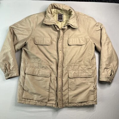 Vintage Christian Dior Monsieur Mens Chore Jacket Parka 46 R Khaki Quilted Lined - Image 1 of 4