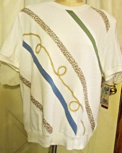 NWT Cricket Lane Womens 22W Short Sleeve Shirt Pretty Stripes and Braid Trim - Picture 1 of 5