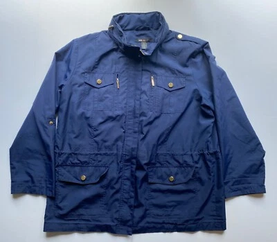 Chaqueta deportiva de primavera Style & Co. XL azul marino para mujer con cremallera capucha frontal a presión Foto 1 de 4