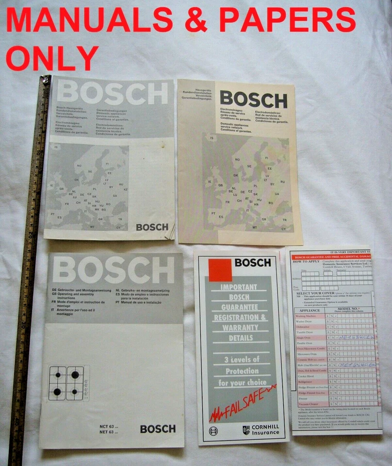 MANUAL & PAPERS ONLY FOR BOSCH HOB COOKER INSTRUCTIONS FOR MODELS NCT63 & NET63  - Image 1 of 1