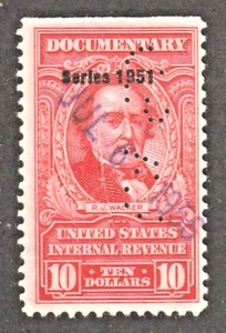 Ingresos de Estados Unidos ~ Scott R578 ~ Serie 1951 ~ $10 Rojo ~ DOCUMENTAL - Imagen 1 de 1