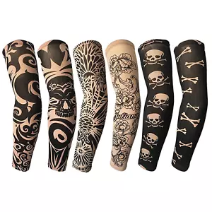 Tattoo Sleeves for Men, 6Pcs Arm Sleeves Fake Tattoos Sleeves to Cover Arms Sun  - Picture 1 of 12