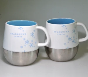 Starbucks Holiday Copos de Nieve Taza LOTE Taza de Café Cerámica Inoxidable Navidad 2007 - Imagen 1 de 9