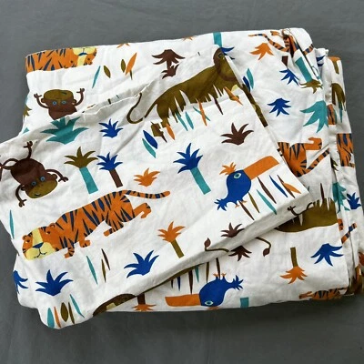 Land of Nod 100 % algodón sábanas animales selva tropical monos tigres edredón falso Foto 1 de 4