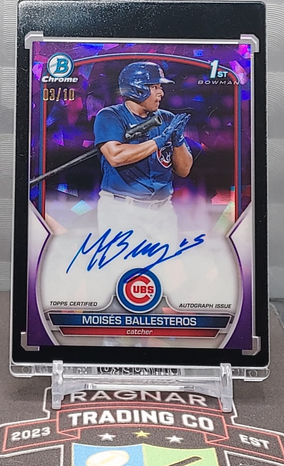 2023 Bowman Sapphire Moises Ballesteros Auto /10 Purple 1st Bowman Cubs
