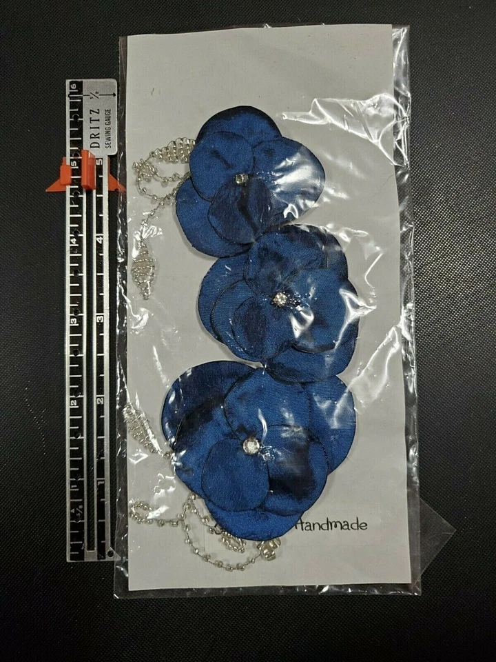 DE COLECCIÓN HECHO A MANO CINTA AZUL MARINO CUENTAS APLIQUES FLORALES ARTESANÍA ENVÍO GRATUITO   Foto 1 de 1
