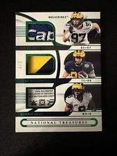 2023 Panini National Treasures Tri Player Card Aidan Hutchison # /5 WOLVERINES