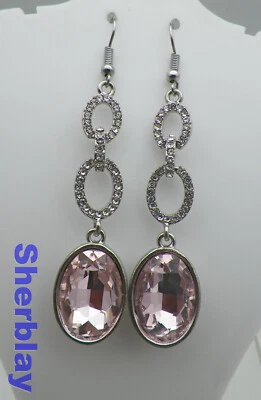 🔥Paparazzi Joyería Extra Reina Hielo Piedra Vidrio ROSA Tono Plata Pendientes Foto 1 de 4