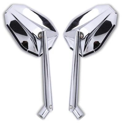 Coppia Specchio Universale per Molti Veicoli Cromo M10 Filettatura-Sinistra Lati - Immagine 1 di 4