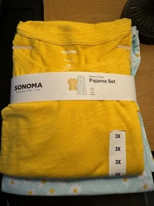 NEW Women's Sonoma 2 Piece Short Sleeve Sleep Set Size 3X Top & Pants - Picture 1 of 4