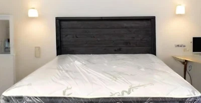 Full Size Modern Black Handcrafted Solid Sturdy Wood Headboard Made In US HBQBL - Image 1 of 4