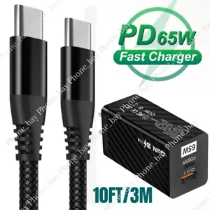 65W Type USB-C Super Fast Wall Charger 10FT Cable For Samsung Android iPhone 15 - Picture 1 of 15