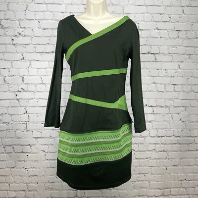 Vestido Skunkfunk Verde Manga Larga Cremallera Convertible Corto a Midi Talla 3 Foto 1 de 4