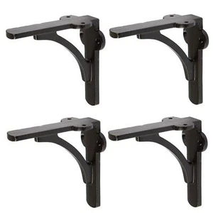 4x gebogene Eisen Regalwinkel Guss Antik Vintage Wandhalter D100 mm schwarz - Bild 1 von 7