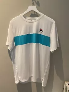 Fila Men's Crew Stripe Top T-Shirt White Tennis - Picture 1 of 3