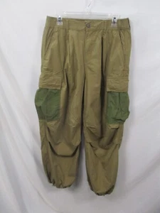 Anthropologie Cargo Pants Womens 29 Green Genie Leg Pockets Banded Zip Cotton - Picture 1 of 10