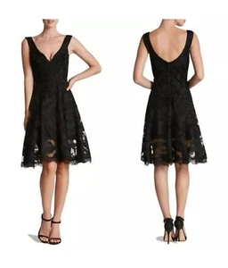 Dress the Population Maya Woven Fit & Flare Kleid in Schwarz Gr. M-L Made In USA - Bild 1 von 16