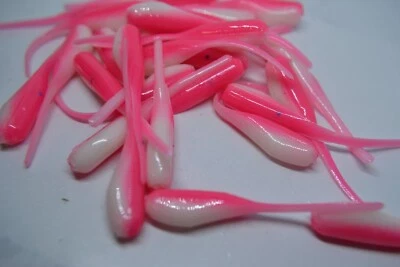JASONS TACKLE JASONS 2" STINGER SHAD 30 PACK GRUBS CRAPPIE LURES JIGS PINK & WHITE