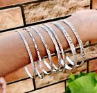 Beautiful Silver Bangle Solid 925 Sterling Silver Handmade Set Of 7 Bangles Gift