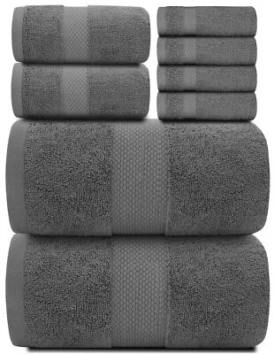 Toalha de banho luxuosa conjunto de 8 peças - 100% algodão turco toalha altamente absorvente... - Imagem 1 de 4
