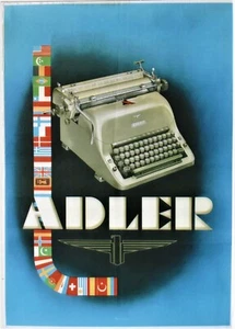 Póster original vintage ADLER MÁQUINA DE ESCRIBIR ALEMANA c. 1950 - Imagen 1 de 1