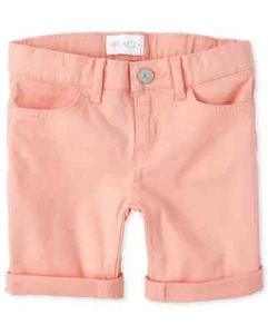 The Children's Place Girls Roll Cuff Denim Skimmer Shorts - PINK ABALONE - 14 - Picture 1 of 3