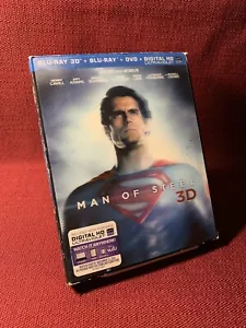 MAN OF STEEL 3D + Blu-Ray + DVD W/ Lenticular Slipcover WB/DC Ships Free - Imagen 1 de 9